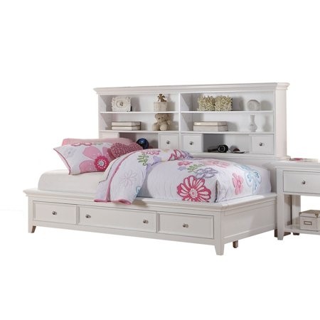 Acme lacey full daybed with storage in white pine wood