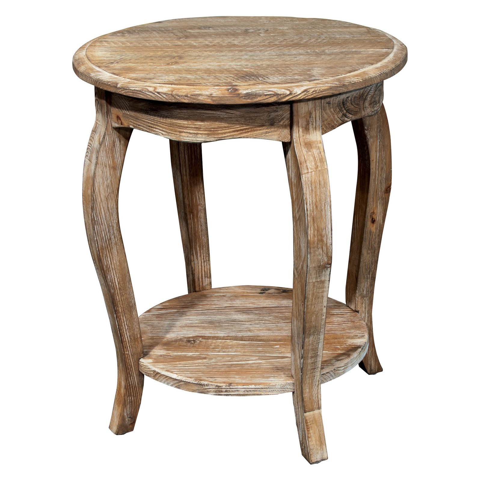 Alaterre rustic reclaimed driftwood round end table end