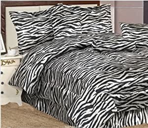 Amazon com 7 piece king size zebra print satin jacquard