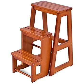 Amazon com colibrox wood step stool folding 3 tier 1