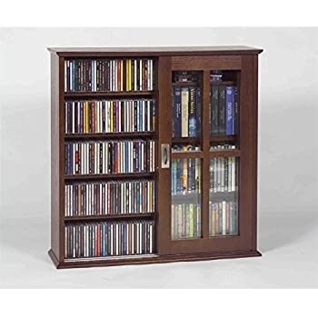Amazon com winsome wood cd dvd cabinet with glass doors