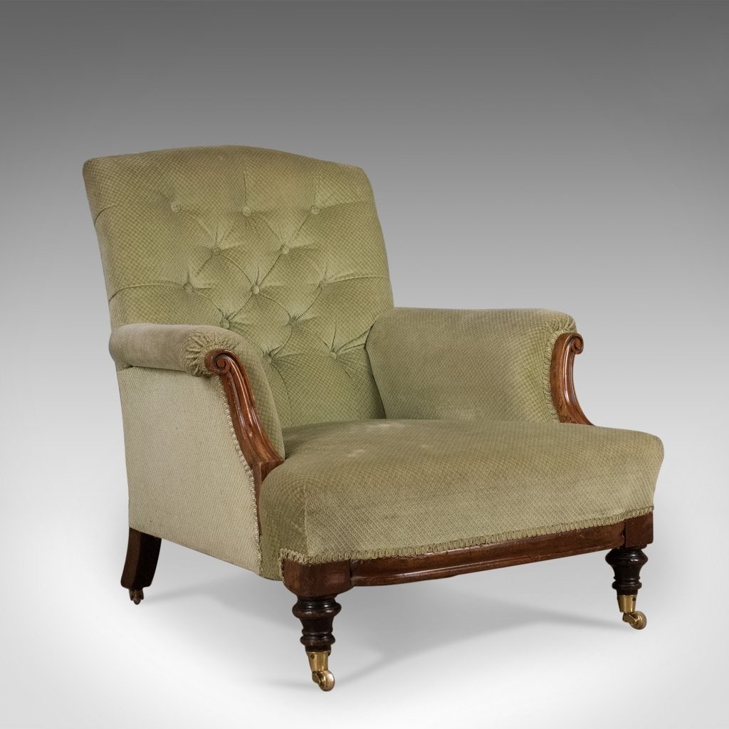 Antique armchair english victorian button back club
