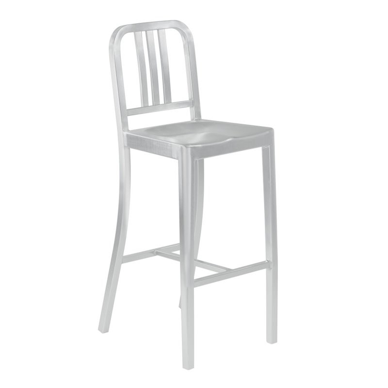 Armen living xenia industrial brushed aluminum bar stool