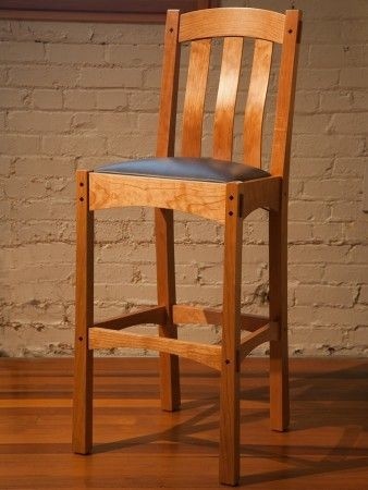 mission style oak bar stools