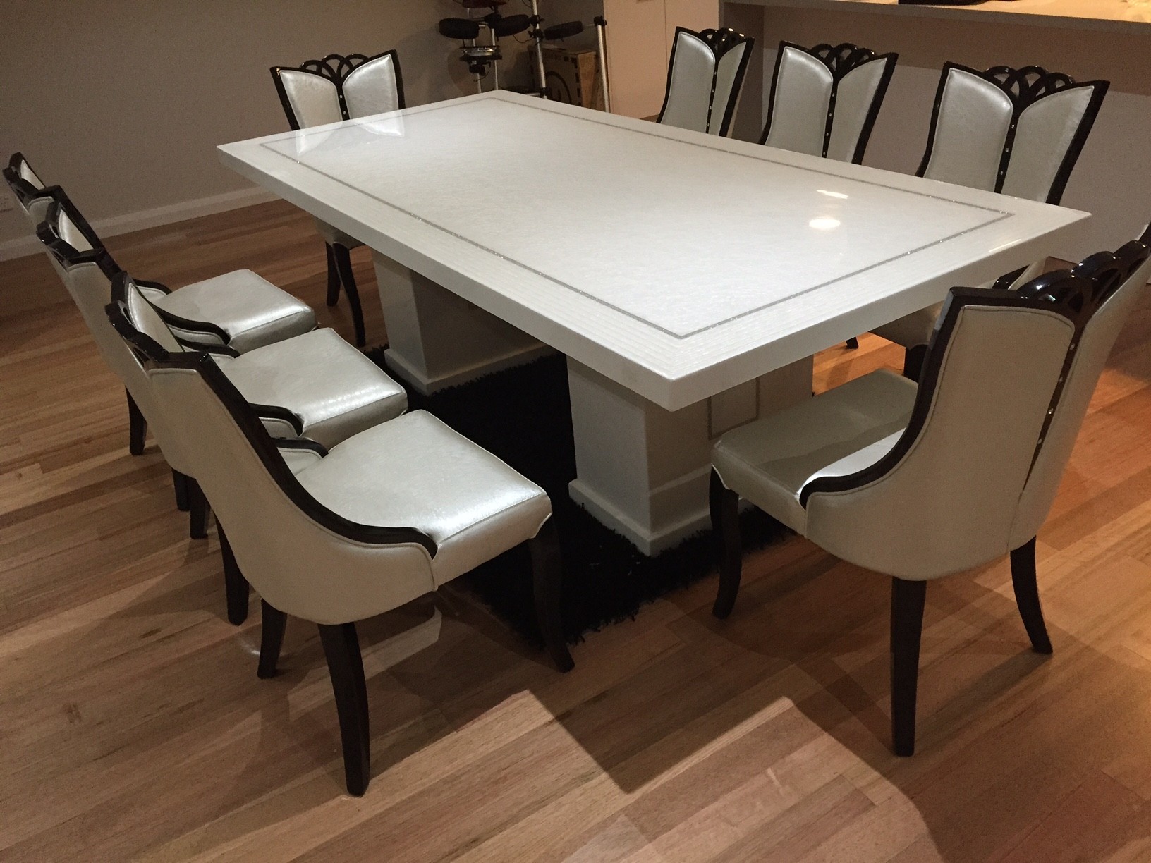 Bianca marble dining table with 8 chairs marble king 4