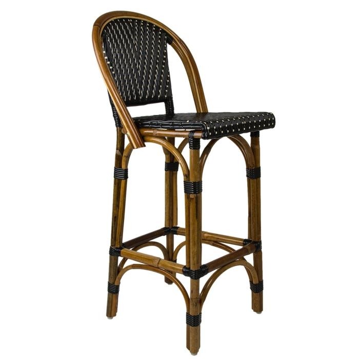 Black and cream mediterranean bistro bar stool with back