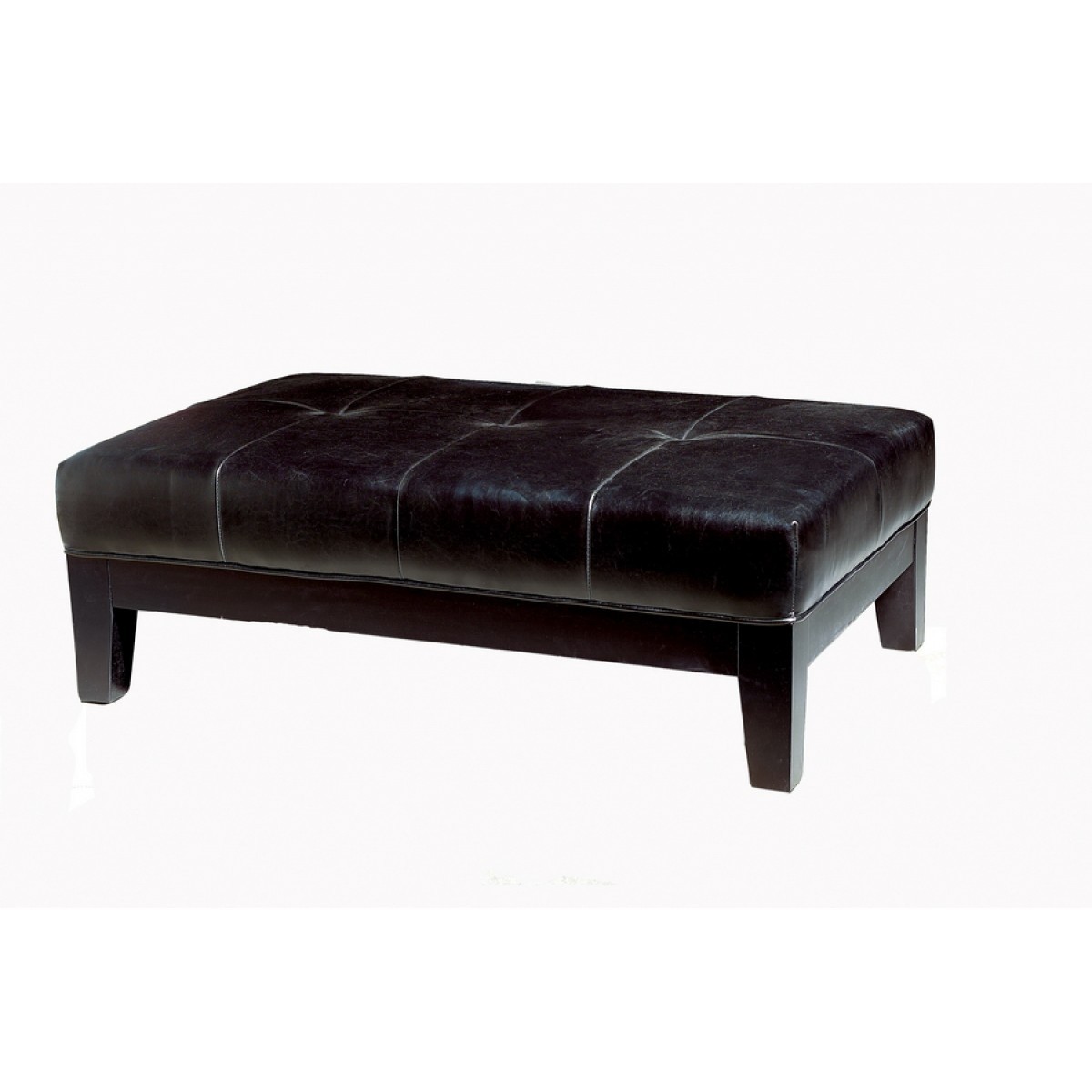 Black large full leather cocktail ottoman see white