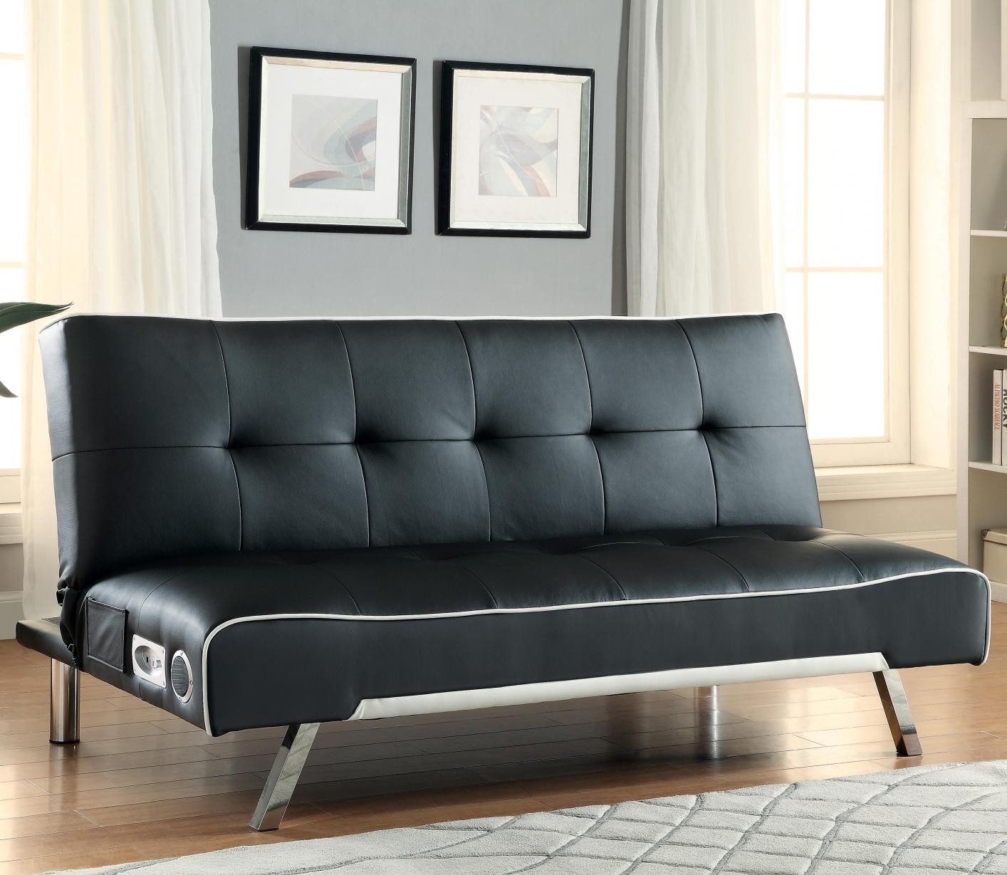 Black leather futon steal a sofa furniture outlet los 4