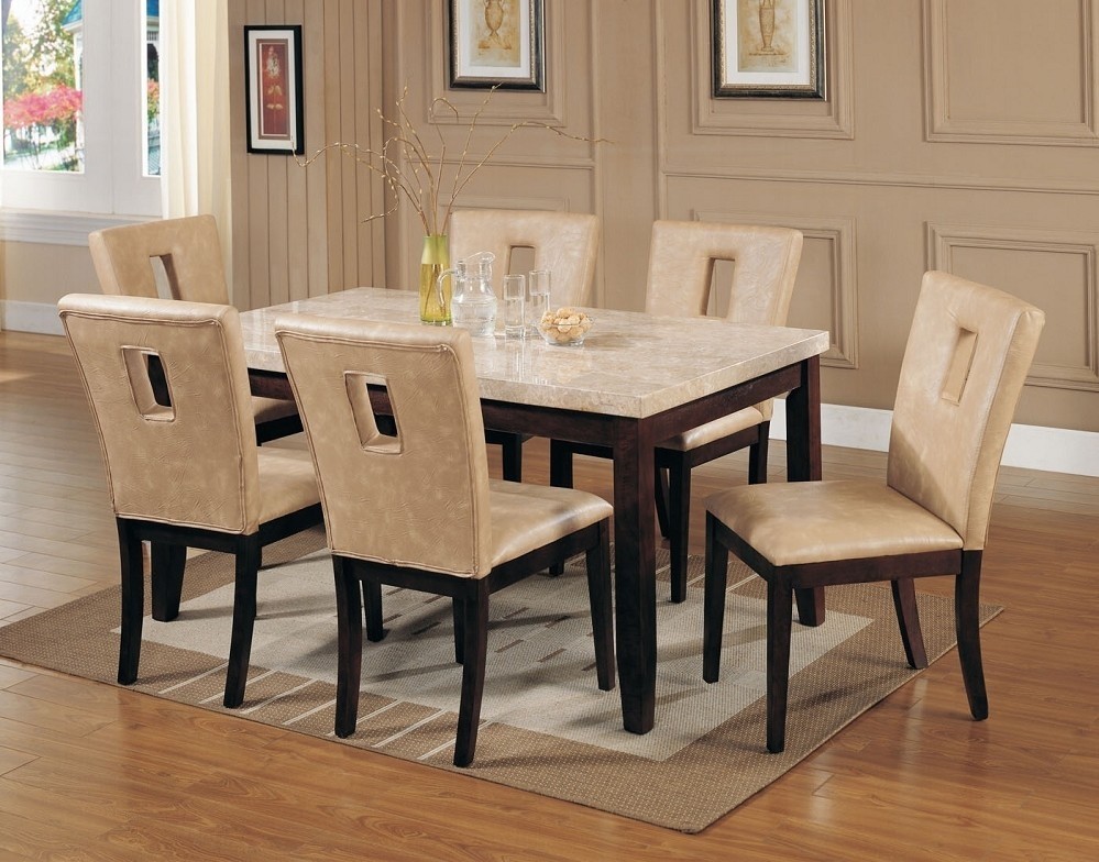 cream and brown marble dining table