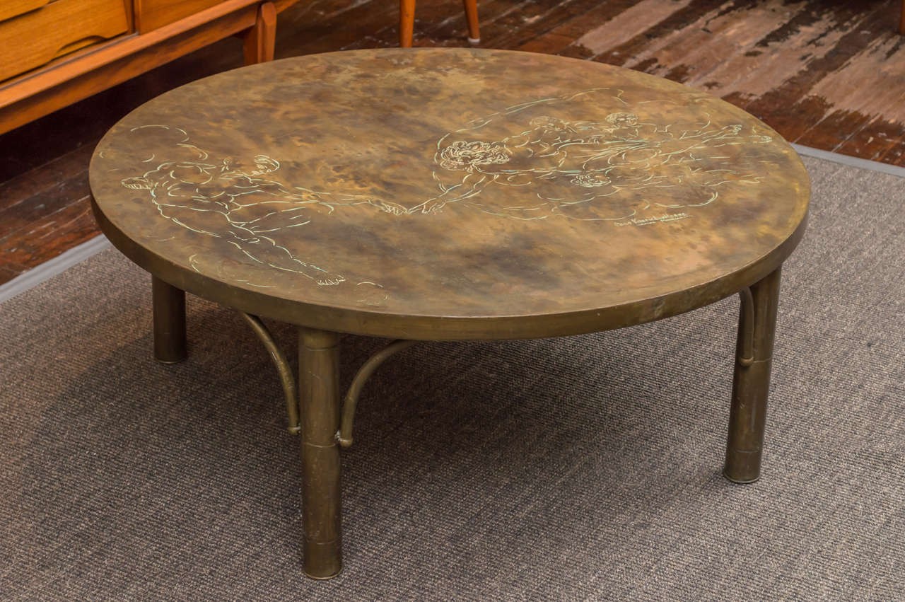 Bronze coffee table by philip and kelvin laverne at 1stdibs
