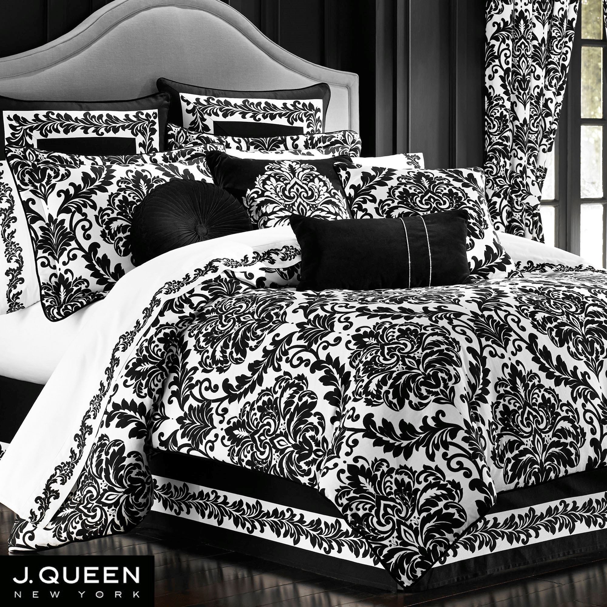 Cambridge black and white damask comforter bedding by j
