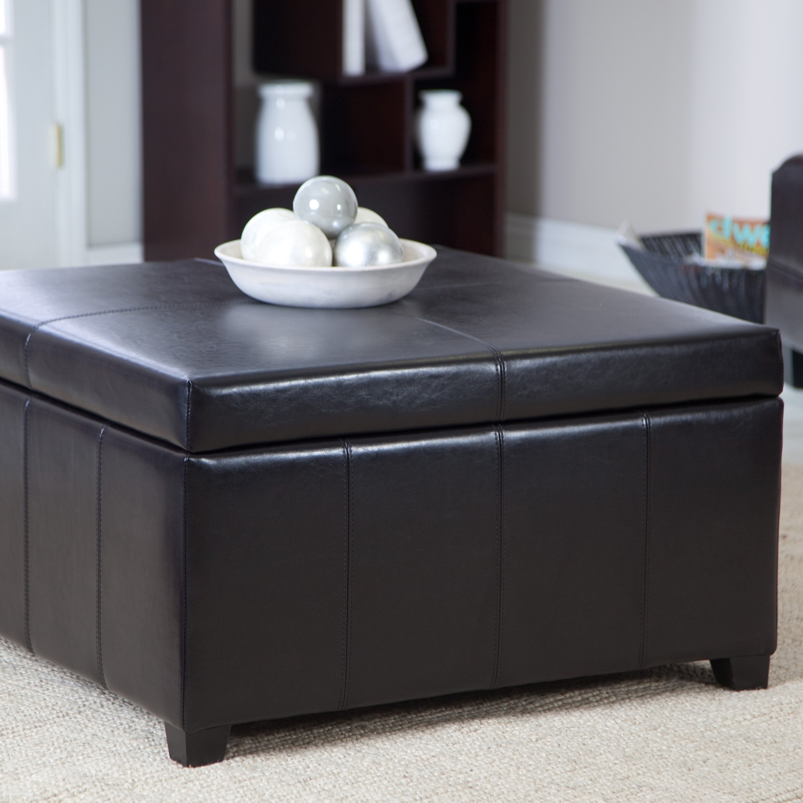 Cape town large leather storage ottoman