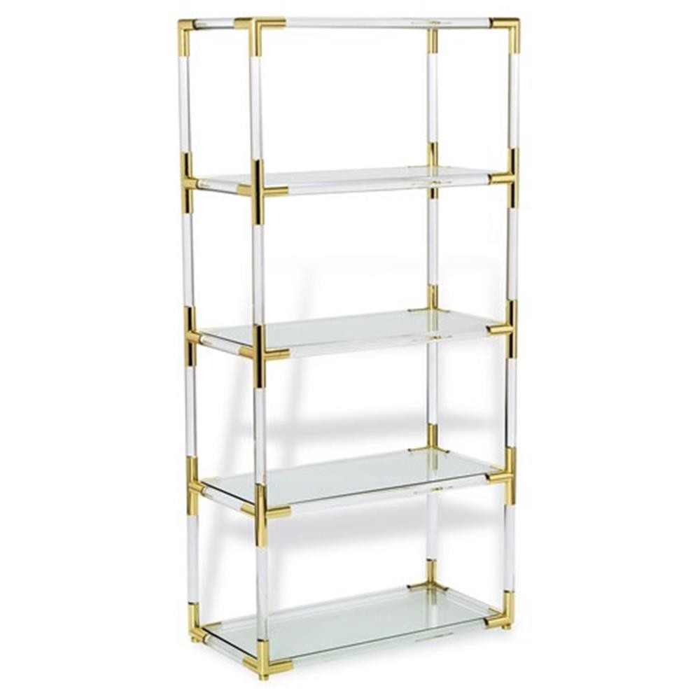 Cecil modern brass corner clear acrylic bookcase kathy