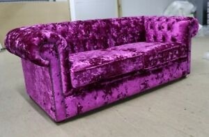 Chesterfield pink glamour tufted buttoned 3 seater sofa