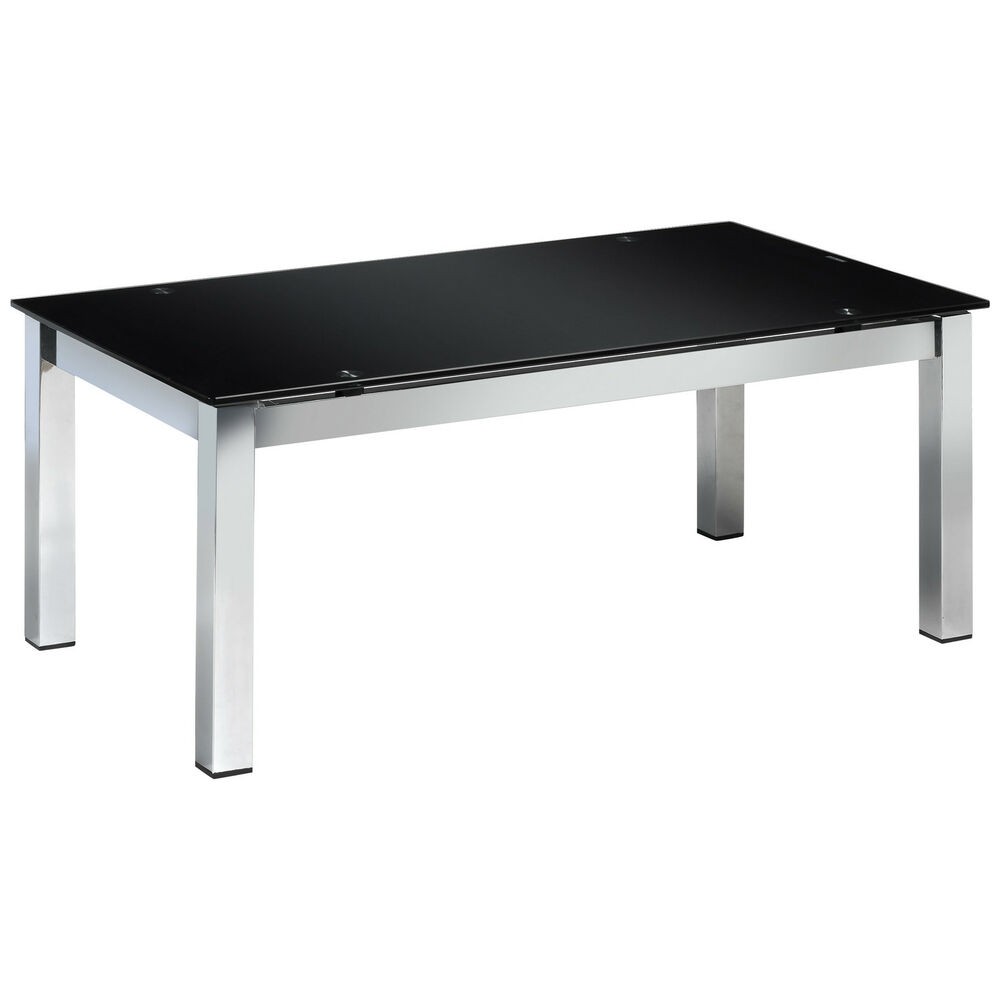Chrome black glass metal rectangle coffee table ebay 1