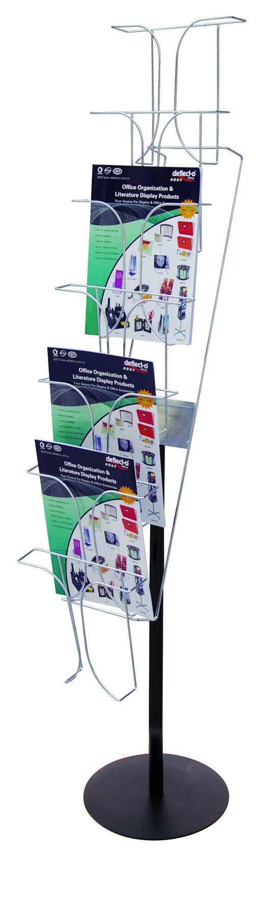 Chrome wire brochure holder fixed floor stand 7 tier x