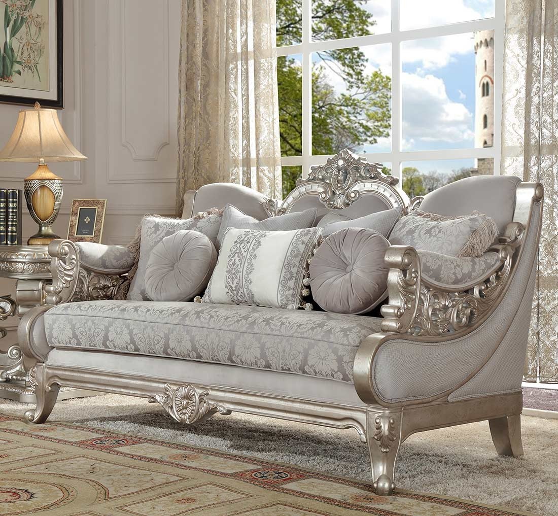 Classic fabric sofa collection in metallic finish hd 662 1