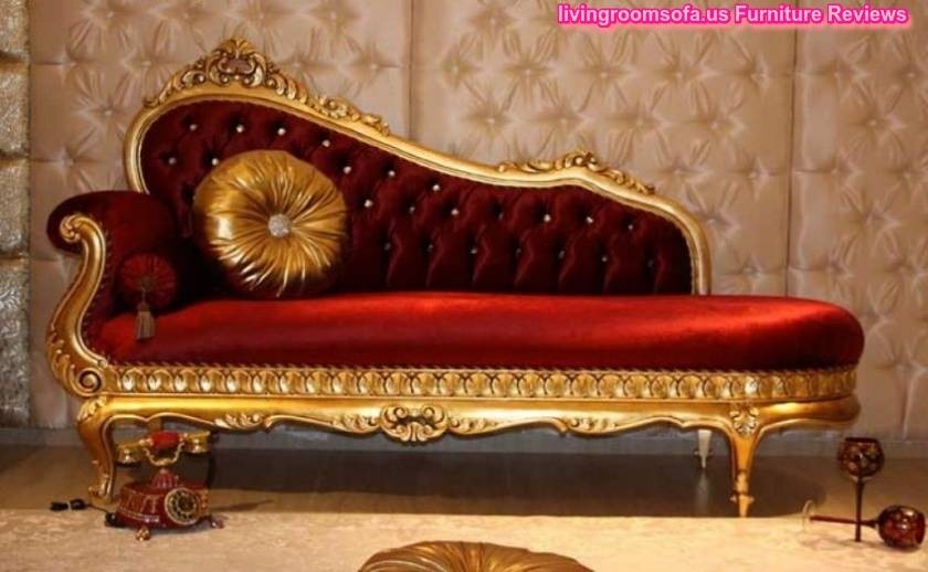 Classic red bedroom chaise lounge