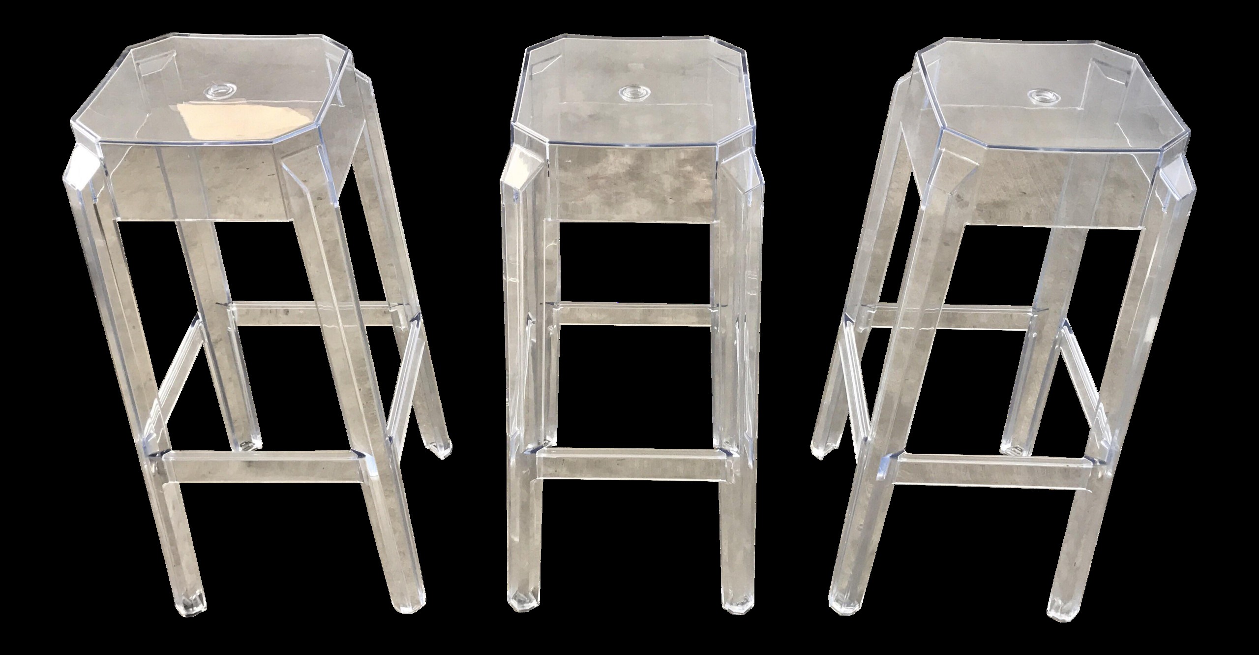Clear acrylic modern bar stools set of 3 chairish