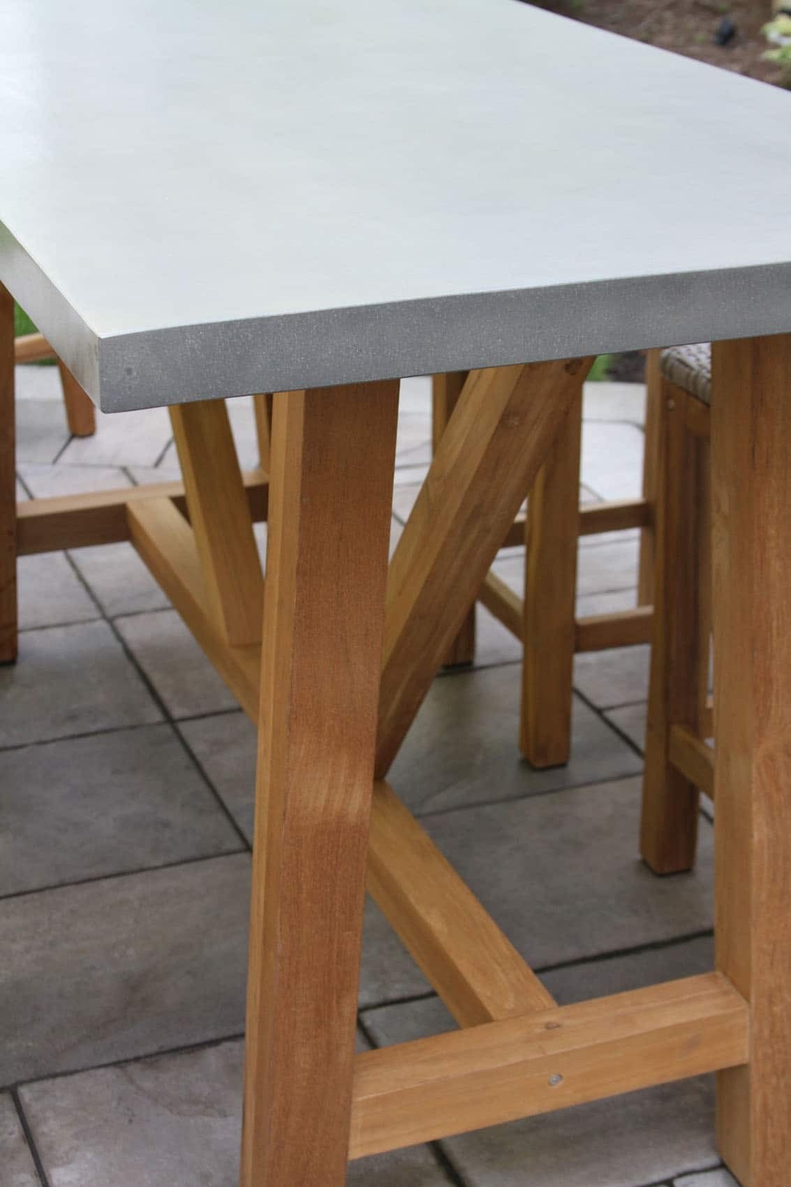 Composite counter height dining table with teak base 3