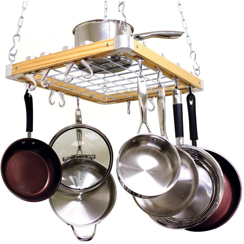 Cooks standard ceiling mounted wooden pot rack nc 00268