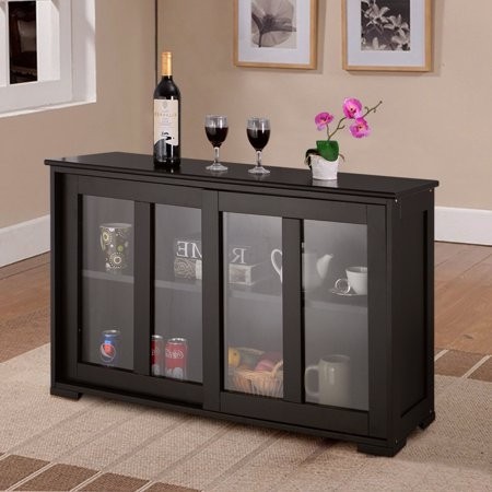 Costway storage cabinet sideboard buffet cupboard glass 2