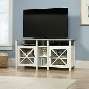 Cottage style tv media stand cabinet with storage display