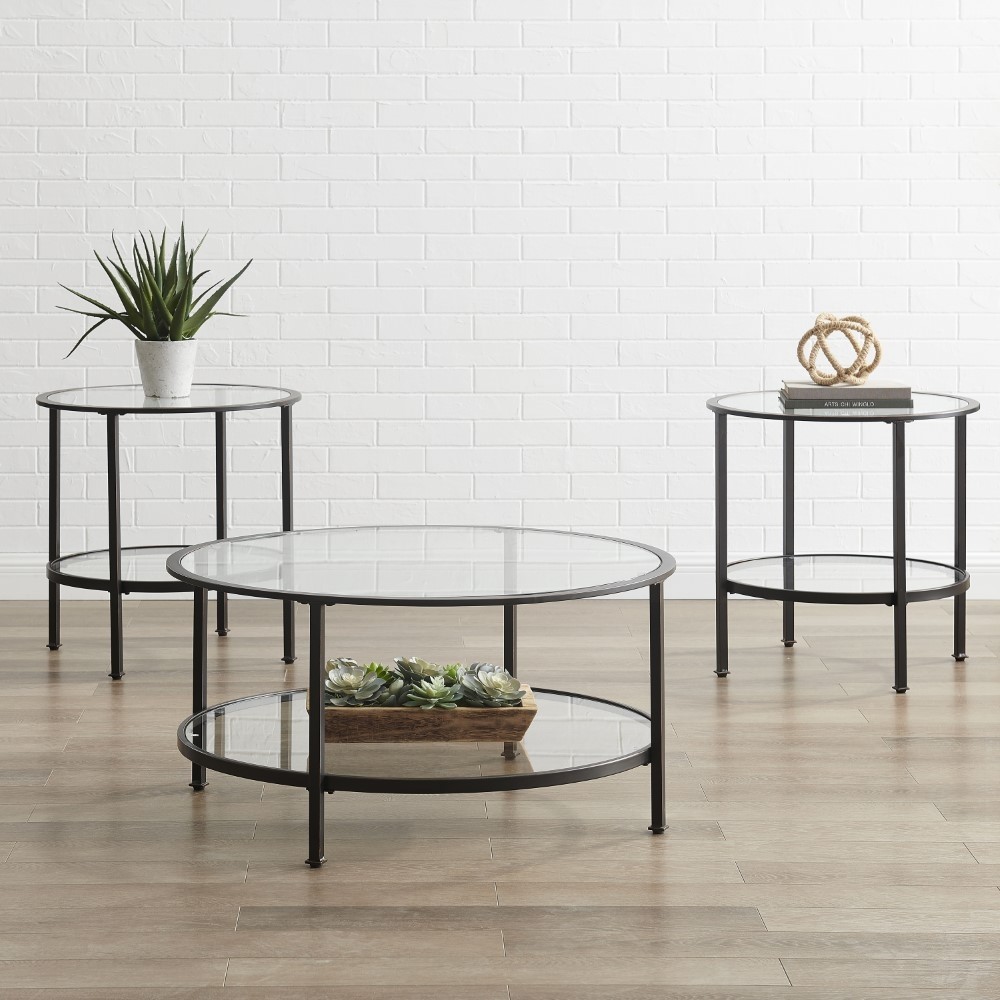 Crosley furniture aimee 3 piece coffee table set oil