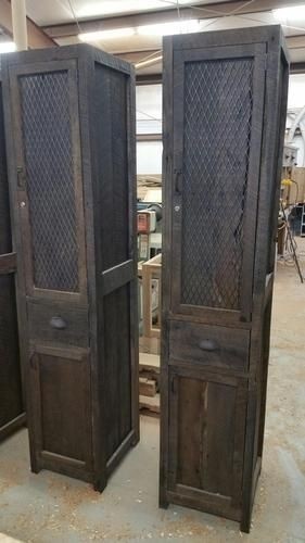 Custom made barn wood and metal industrial tall linen
