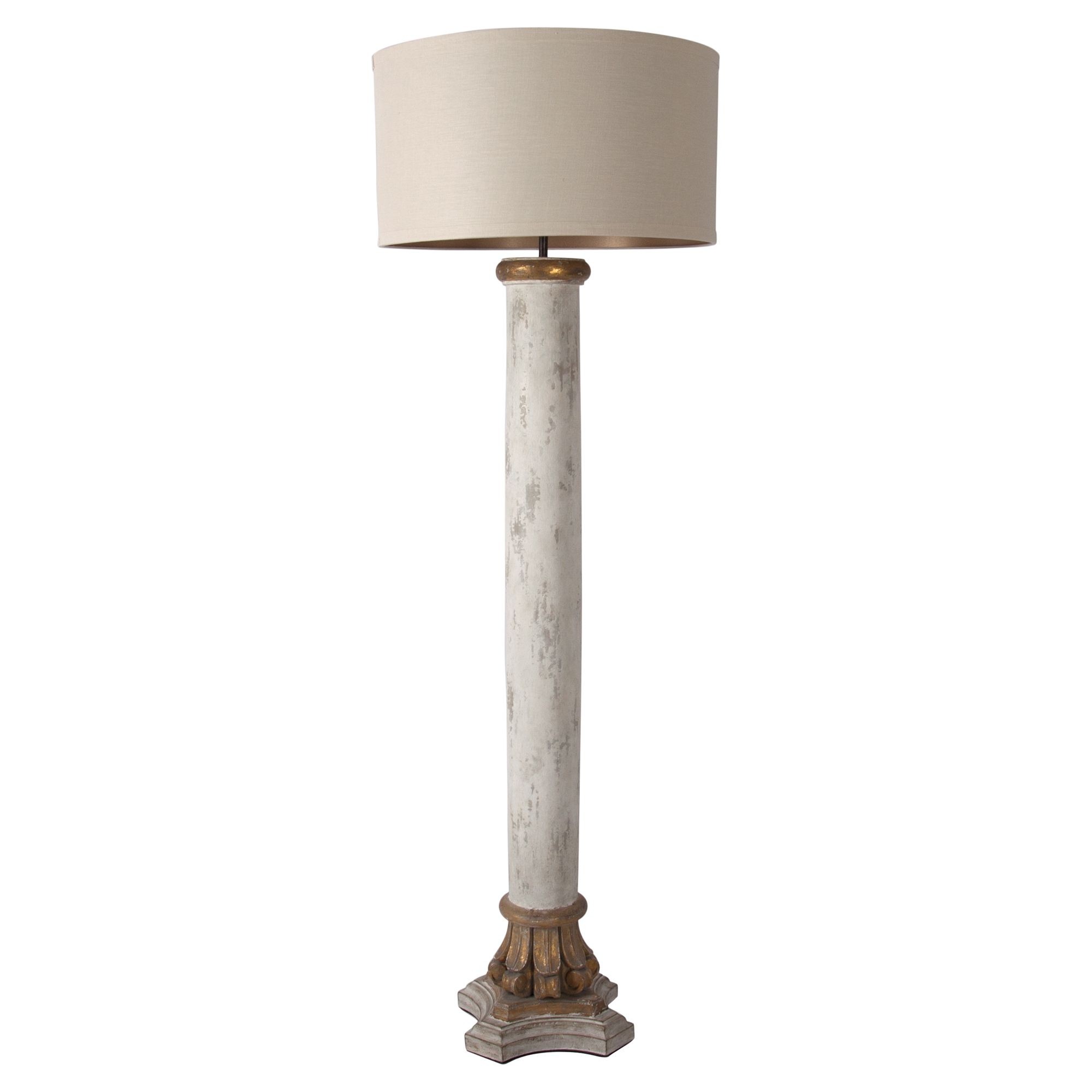 Cyrille french country antique white column floor lamp 1