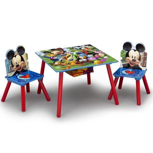 Disney mickey mouse kids table and chair set with storage