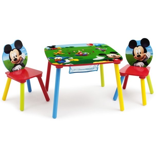 Disney mickey mouse wood kids storage table and chairs set