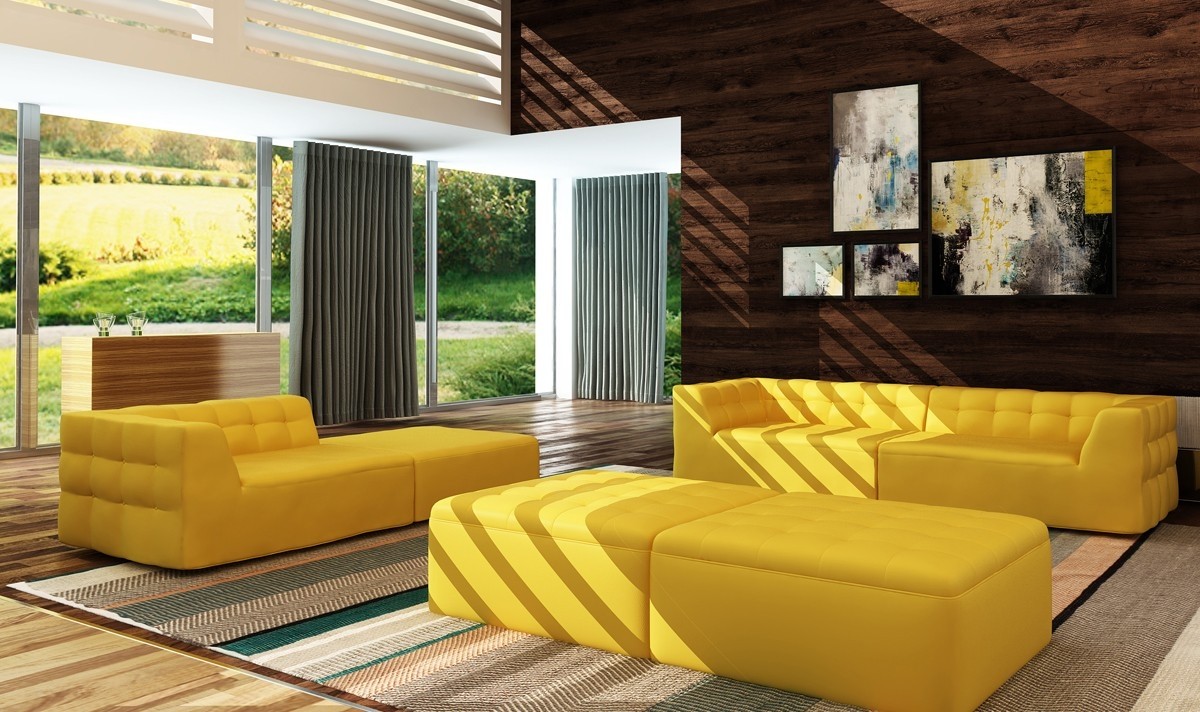 Divani casa 5129 modern yellow bonded leather modular
