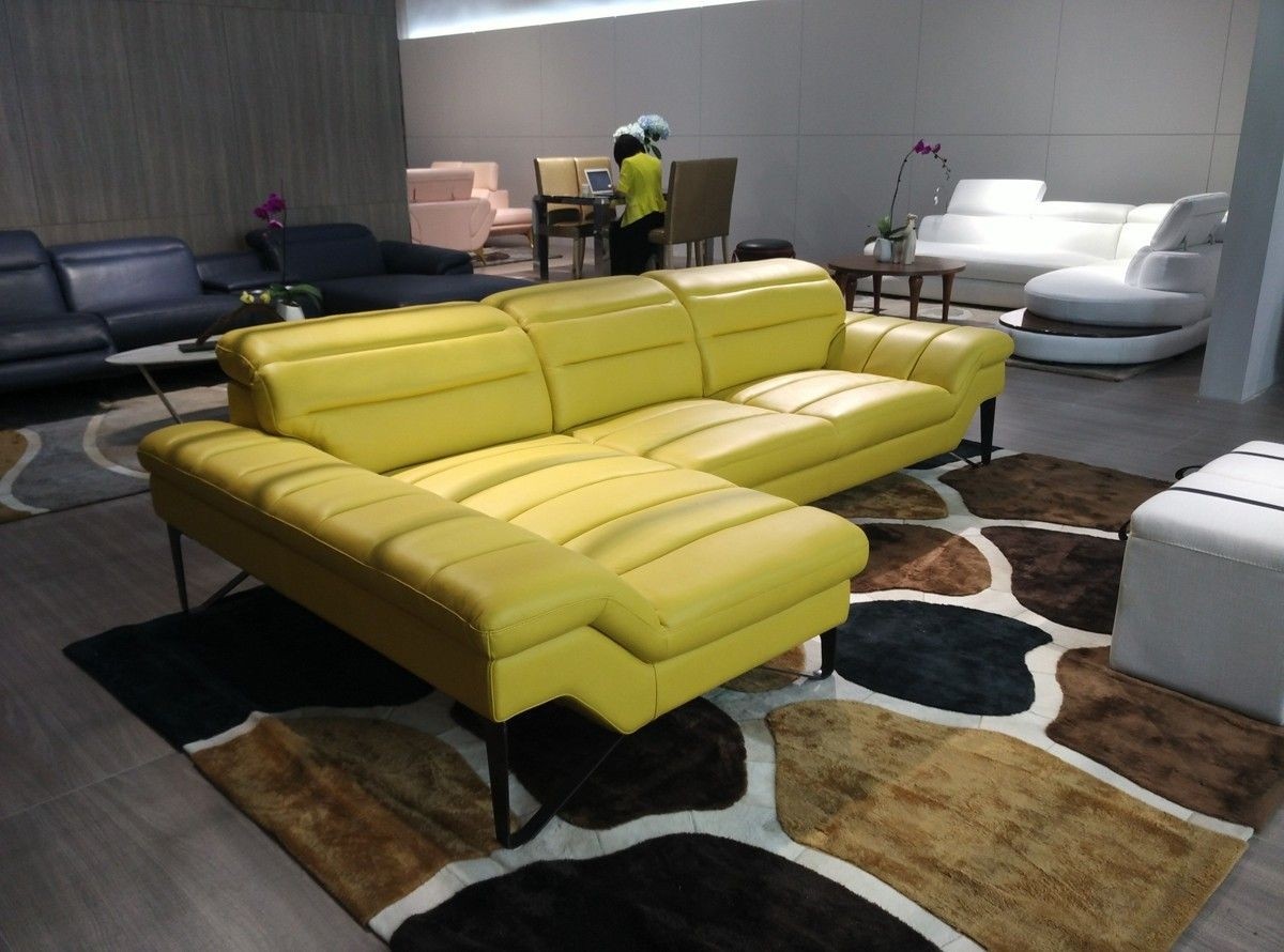 Divani casa 994b modern yellow leather sectional sofa