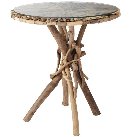 Driftwood side table round oka