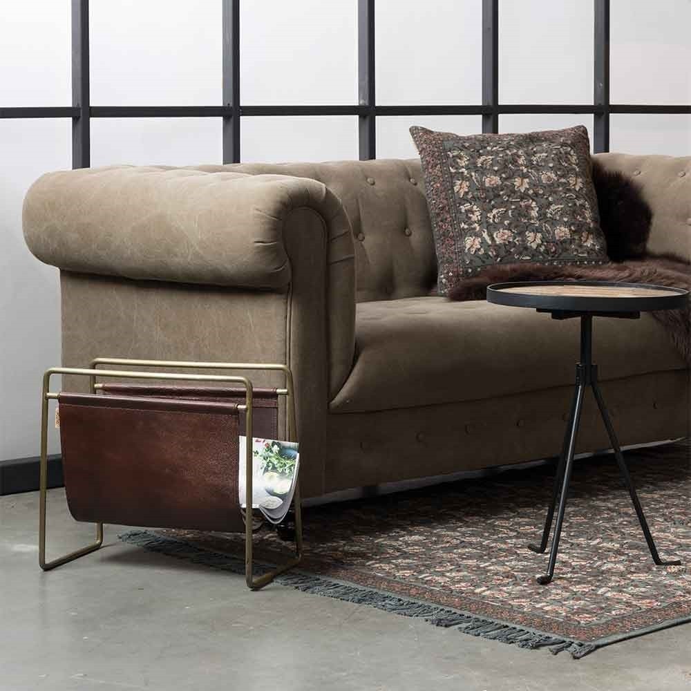 Dutchbone scholar leather magazine rack in brown 1