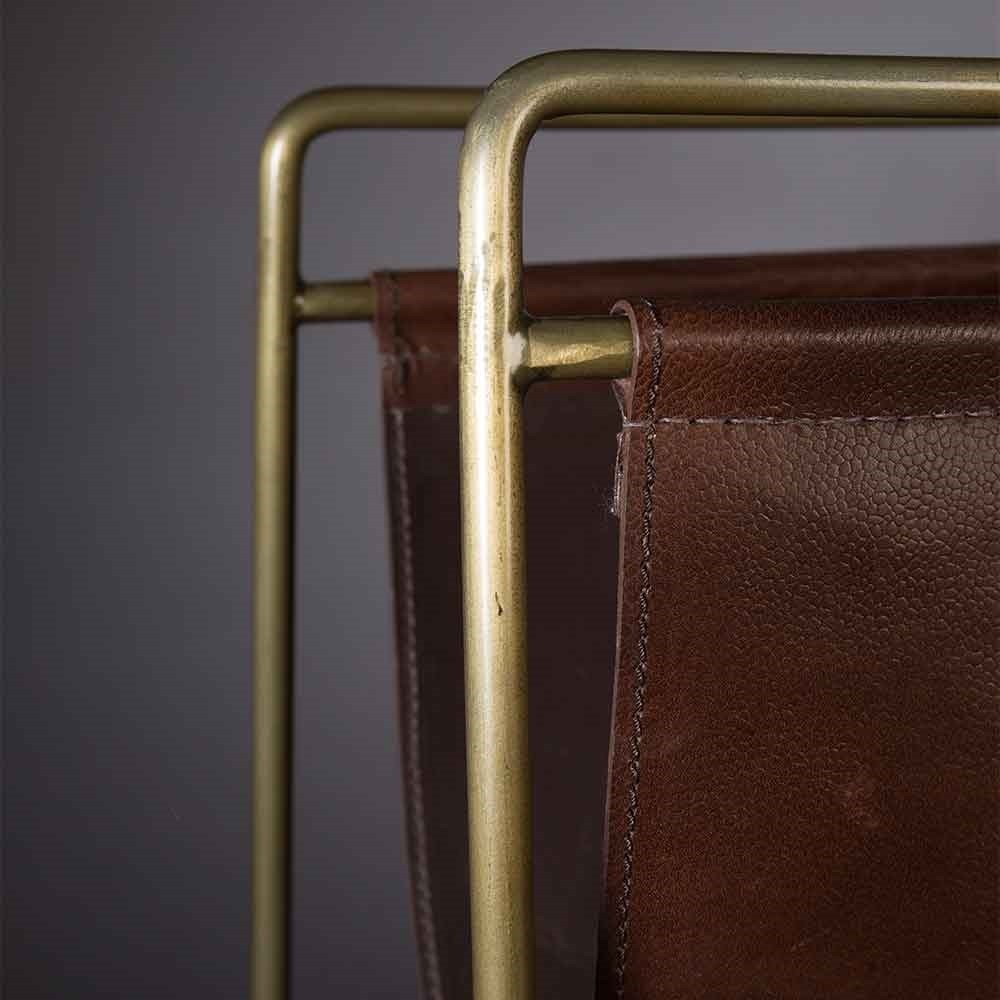 Dutchbone scholar leather magazine rack in brown 2