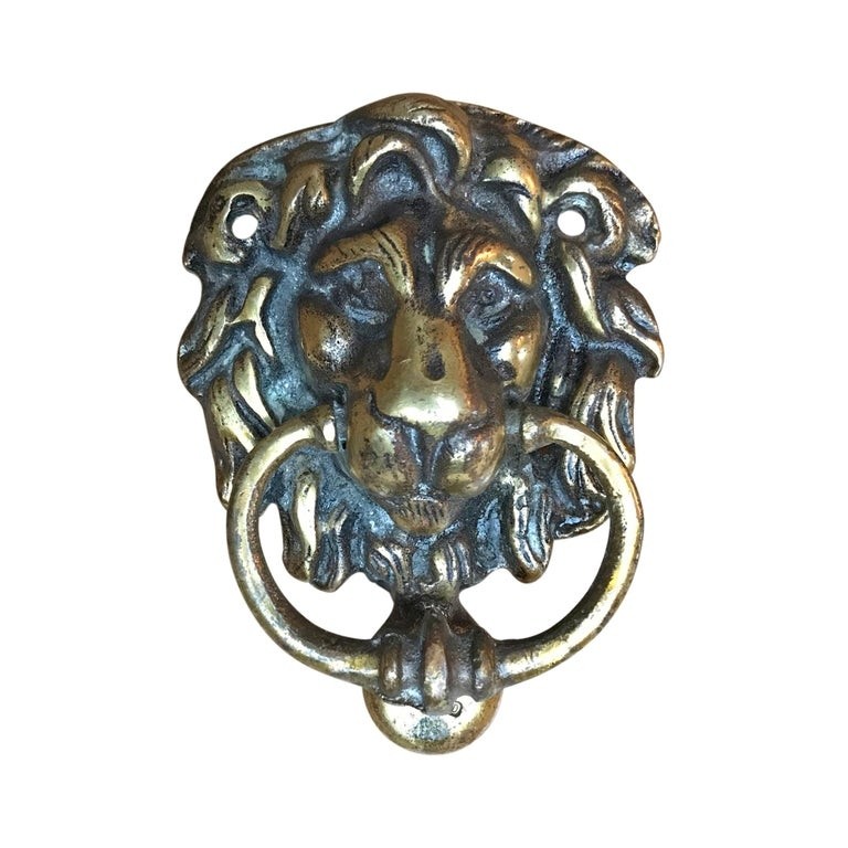 English brass lion head door knocker for sale at 1stdibs