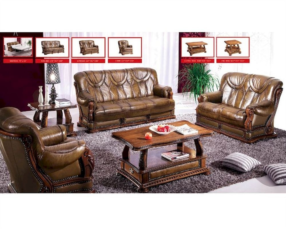 European design classic sofa set in light brown finish 33ss181