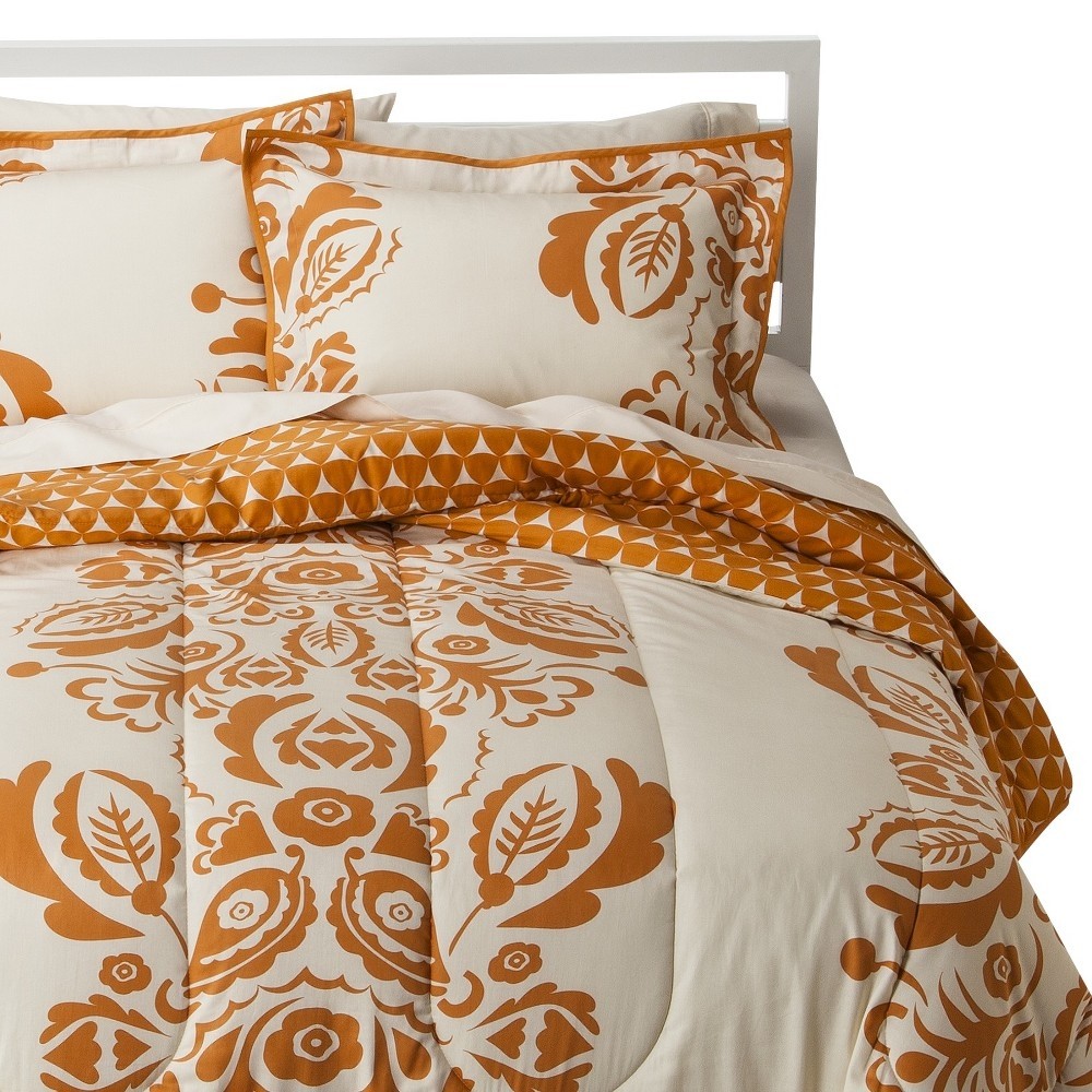 Exploded paisley comforter set orange