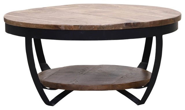 Farmhouse industrial style reclaimed wood 2 tier round