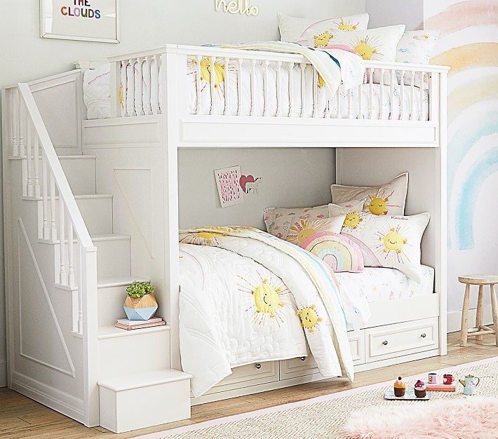 Fillmore twin over twin stair bunk bed pottery barn kids