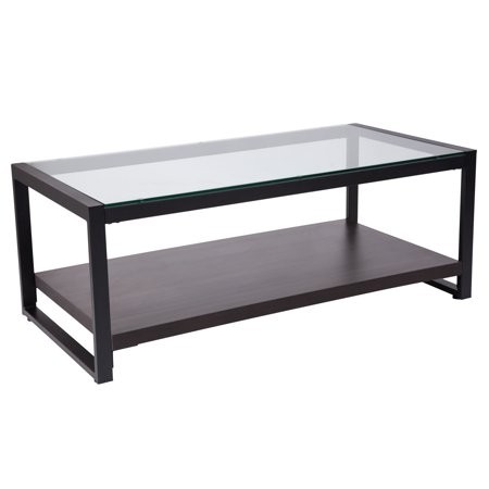 Flash furniture rosedale glass coffee table with black
