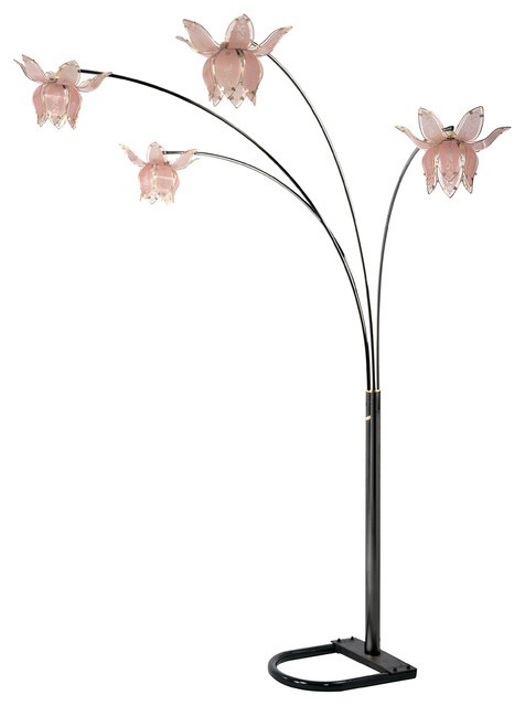 Flower arch floor lamp brass black shades black pink
