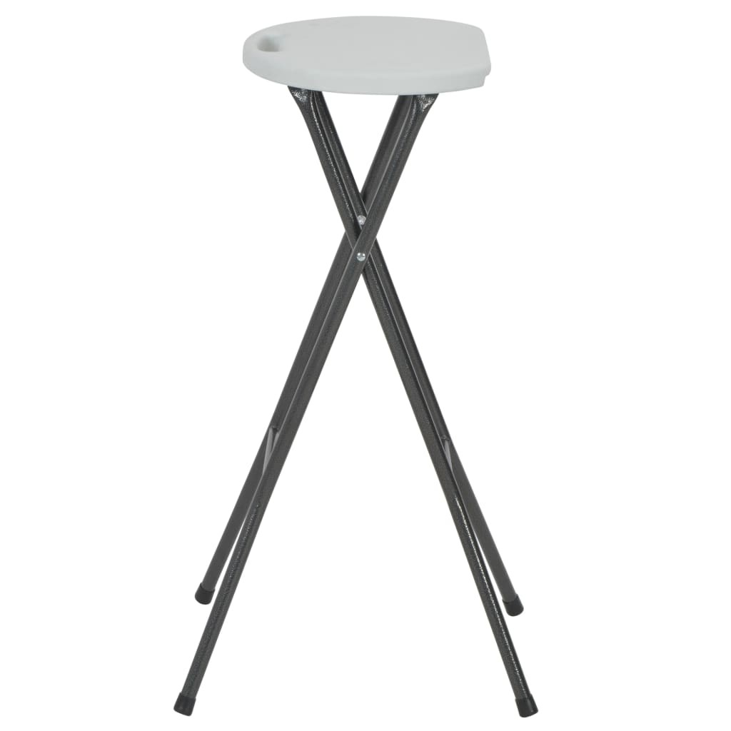Folding bar stools 2 pcs hdpe and steel white furniture