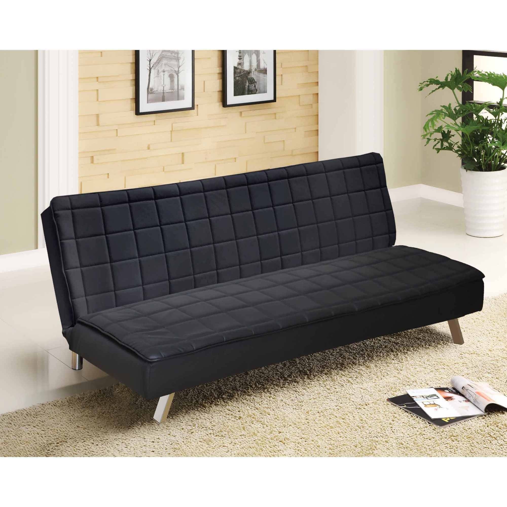 Home hilary memory foam faux leather futon sofa bed