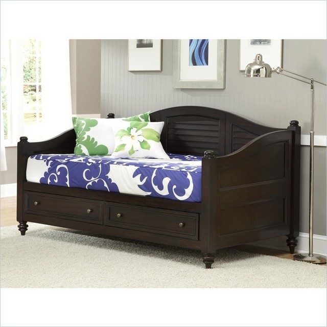 Home styles bermuda wood daybed with storage in espresso