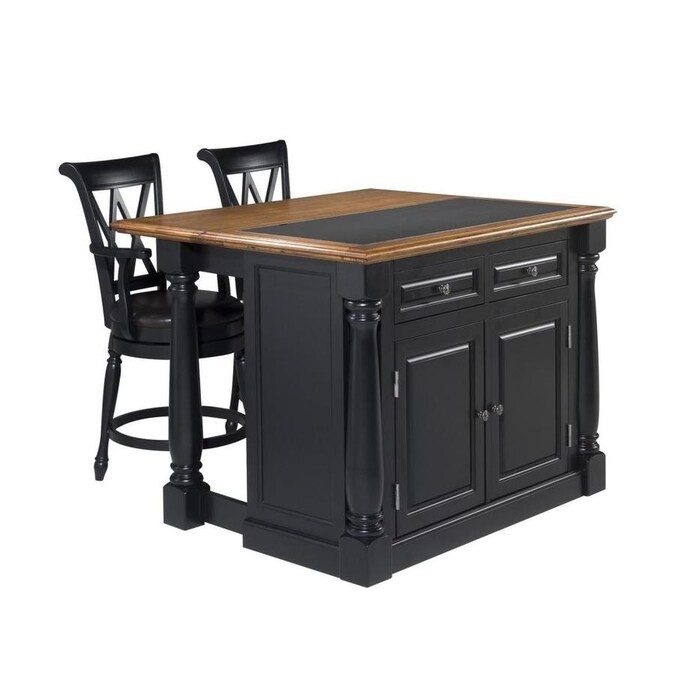 Home styles black wood base with granite top kitchen