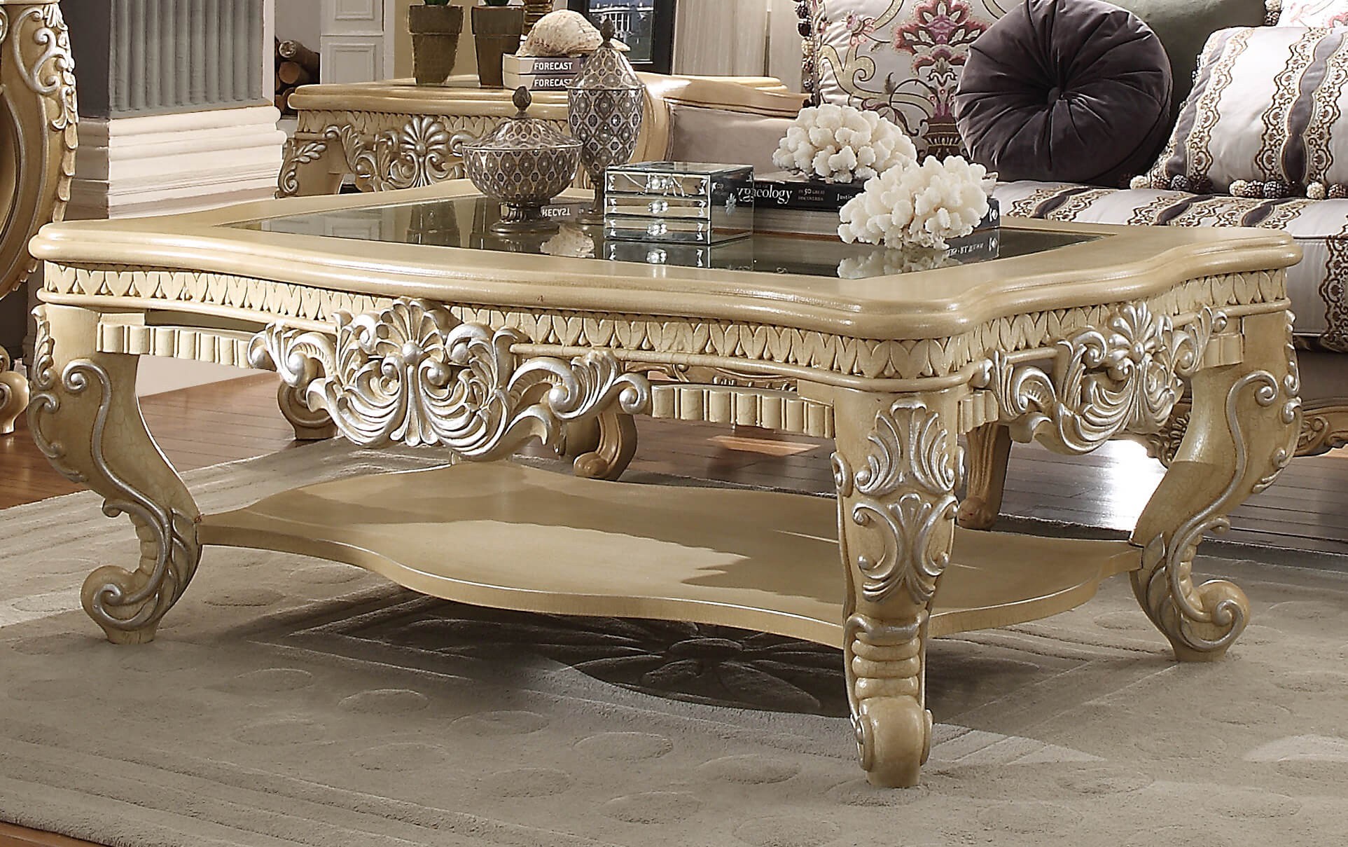 Homey design victorian palace hd 7266 coffee table