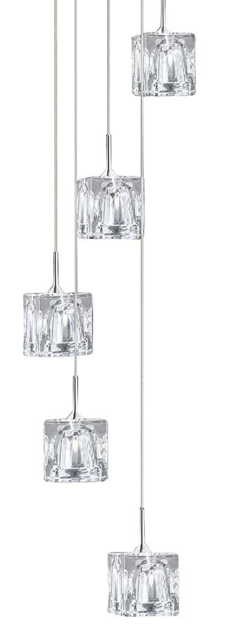 Ice cube 5 led multi drop pendant ceiling light polished